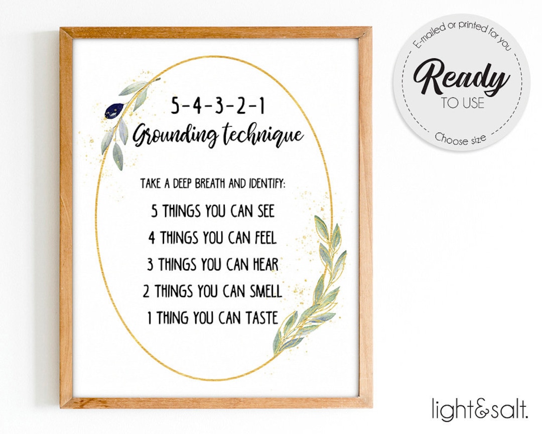 54321 Grounding Technique Poster Zones of Regulation Coping Etsy