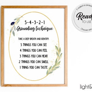 54321, Grounding technique poster, zones of regulation, coping skills, Mental Health poster, therapy office decor, school psychologist, DBT