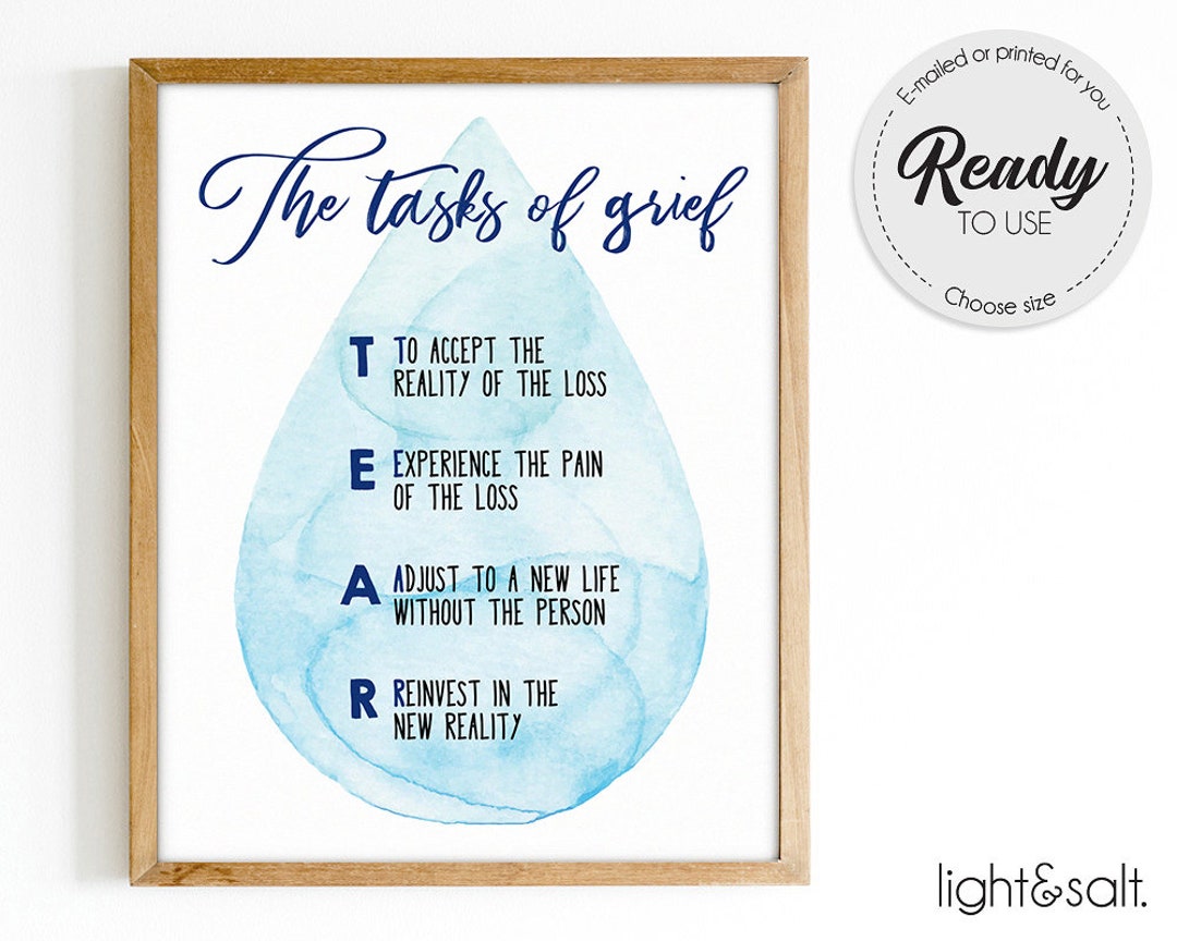 The tasks of grief tear model poster grief poster stages of grief