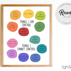 Things I can control poster, Therapy office decor, Mental Health poster, Calm down corner, Counseling, School Counselor office decor, CBT