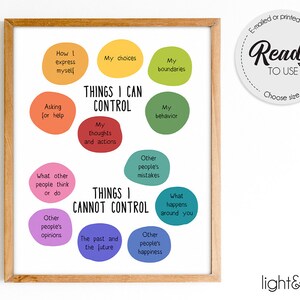 Things I can control poster, Therapy office decor, Mental Health poster, Calm down corner, Counseling, School Counselor office decor, CBT