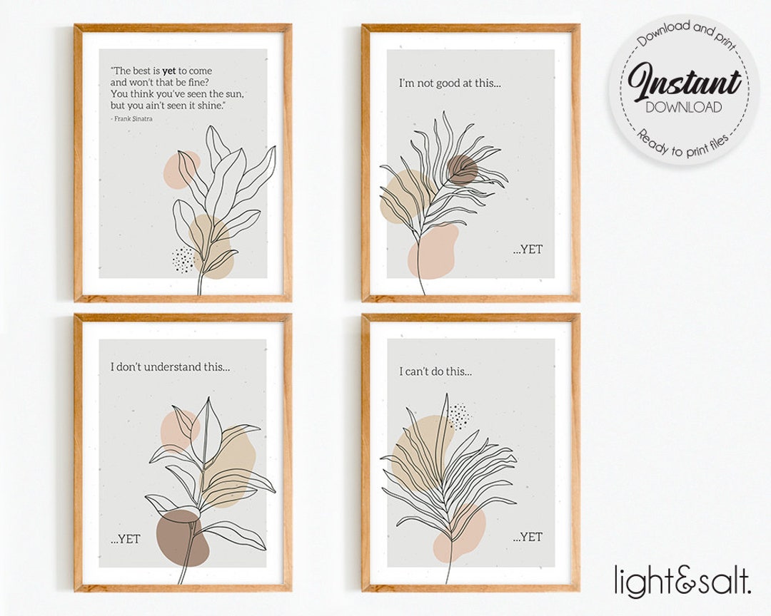 The Power of yet Bundle Set of 4, Growth Mindset Poster, Mental Health ...