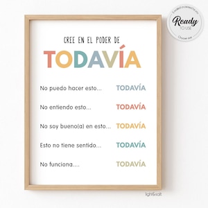 Spanish I believe in the power of yet, Growth mindset poster, therapy office decor, CBT poster, Counselor office decor, mental health poster