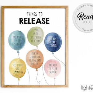 Things to let go of, Mental health poster, Coping skills poster, Therapist office decor, Mindfulness poster, Things I can control poster