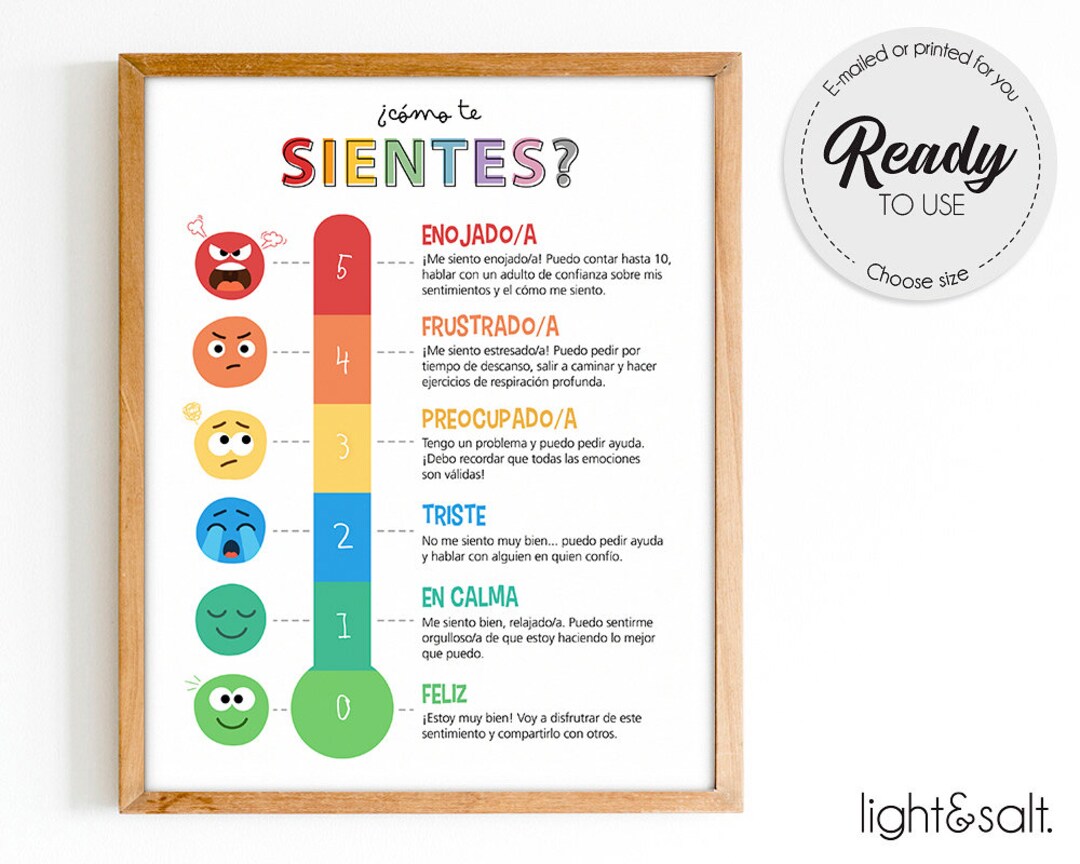 Rainbow Feelings Thermometer in Spanish, Termometro De Sentimientos