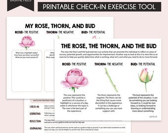 Rose, thorn and bud worksheets, Communication Skills Check-In Tool, communication styles, social emotional learning, therapy worksheets