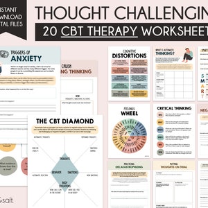 CGT-werkboek, uitdagende werkbladen, CGT-therapie, cognitieve vervormingen, nutteloze denkstijlen, copingvaardigheden, counselingtools