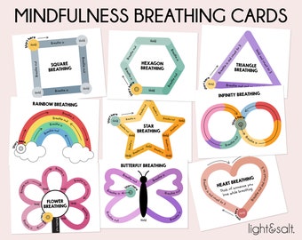 Mindfulness Breathing Exercises Activities for kids, Breathing cards, Calming Corner, Calming Strategies, Psychology tools, Anxiety relief