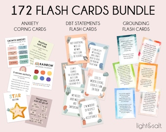 Anxiety Coping Cards bundle, Coping Skills Cards, DBT flash cards, Cognitive distortion cards, Breathing Exercise cards, Zones of regulation