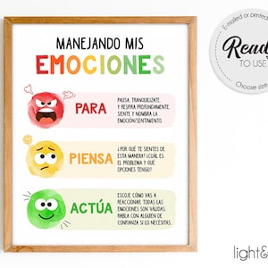 Spanish Feelings chart, feelings thermometer, zones of regulation poster, mood meter, calm down corner, therapy office decor, emotions, SEL