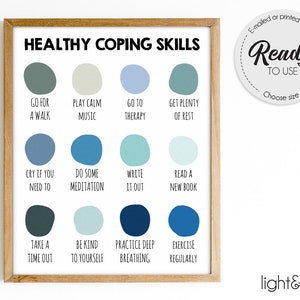 Healthy Coping Skills, Therapy poster, Mental health poster, Therapy office decor, CBT, Counselor office, School psychologist, psychotherapy