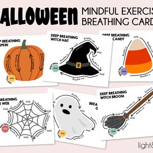 Ejercicios de respiración consciente de Halloween Actividades para niños, Tarjetas de respiración, Rincón calmante, Estrategias calmantes, Tarjetas de respiración consciente