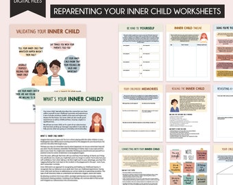 Reparenting your inner child worksheets, inner child healing, attachment styles, selfesteem, trauma therapy, family therapy, somatic therapy