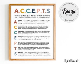 ACCEPTS DBT poster, Mental Health poster, Therapy poster, therapist office decor, Borderline personality disorder, therapy office decor, BPD