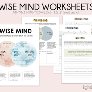 DBT Wise Mind worksheets, DBT skills, DBT, therapy tools, therapy worksheets, coping skills, therapy office decor, counseling office, bpd