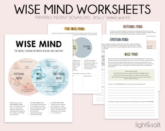 DBT Wise Mind worksheets, DBT skills, DBT, therapy tools, therapy worksheets, coping skills, therapy office decor, counseling office, bpd