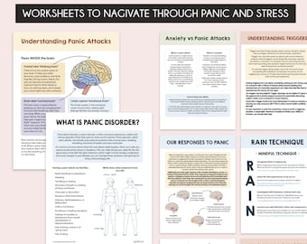 Panik Attack Workbook, Panic Disorder Workbook, Angst Relief Printable, Stressbewältigung, Bewältigungsfähigkeiten, Achtsamkeit Printable, CBT, DBT