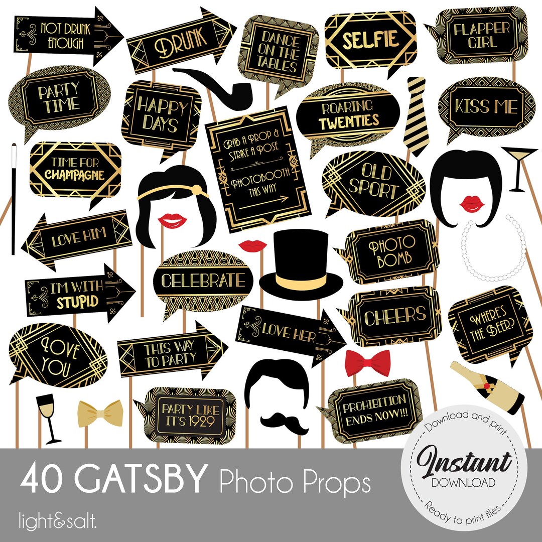 Gatsby Photo Booth Props, 1920s Photo Props, Great Gatsby Props, 1920 ...