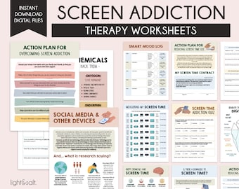 Screen time addiction worksheets, kids therapy, ipad addiction, screen time habits, parenting tools, school counselor, child psychologist