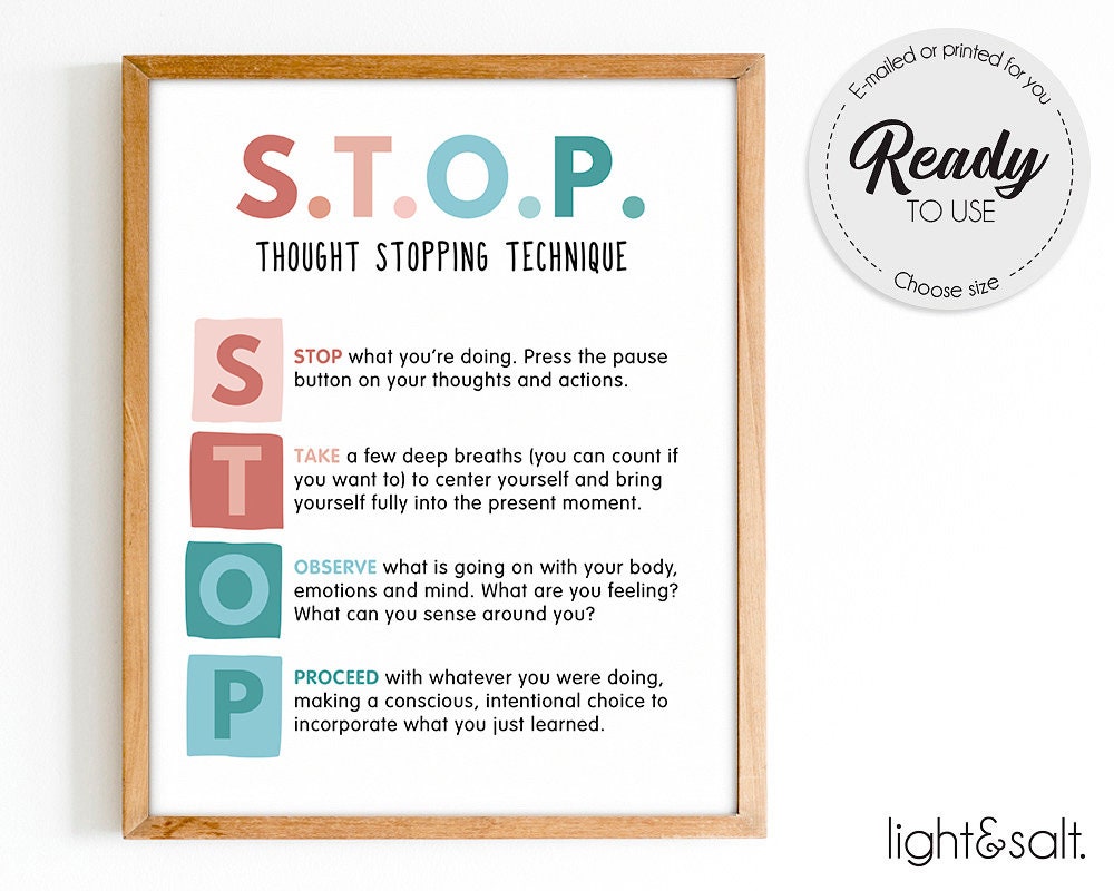 STOP Grounding Technique Social Emotional Learning Mental Etsy