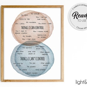 Things I can control poster, Mental Health poster, Mindfulness poster, Therapy office decor, School counselor office decor, therapy poster