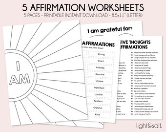 Positive Therapy Affirmation Worksheets, Mental health poster, Teaching resources, Daily affirmations Self esteem, Daily self love self care