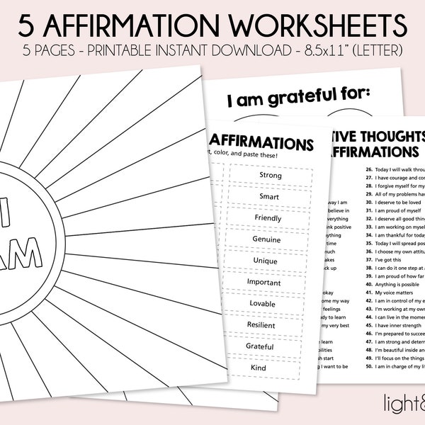 Positive Therapy Affirmation Worksheets, Mental health poster, Teaching resources, Daily affirmations Self esteem, Daily self love self care