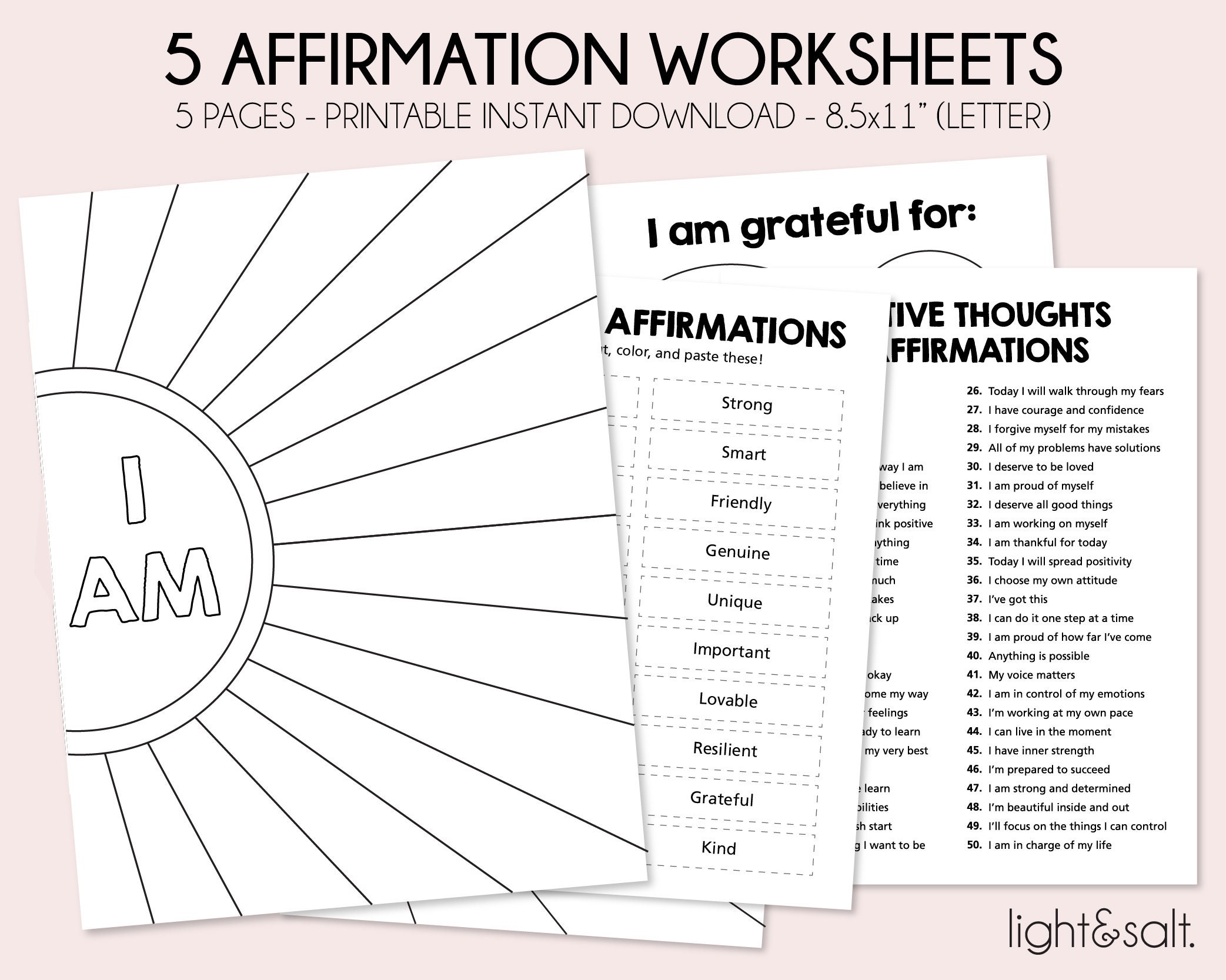 Positive Therapy Affirmation Worksheets Mental Health Poster - Etsy Norway