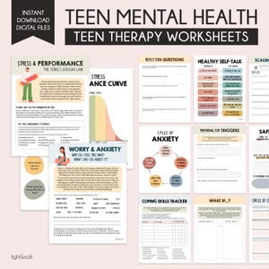 Teen therapy worksheets, teen mental health, teenager coping skills, anxiety, depression, self esteem, Adolescent, self help, DBT, BPD, EMDR