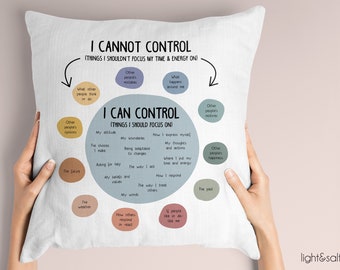 Things I can control pillow, Circle of control, counselor, office decor, for women, therapy office decor, calm down corner, therapist gift