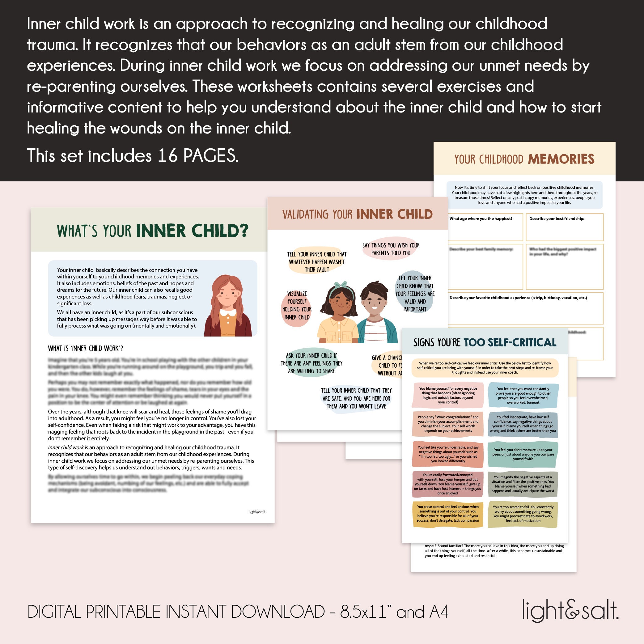 Reparenting Your Inner Child Worksheets, Inner Child Healing ...