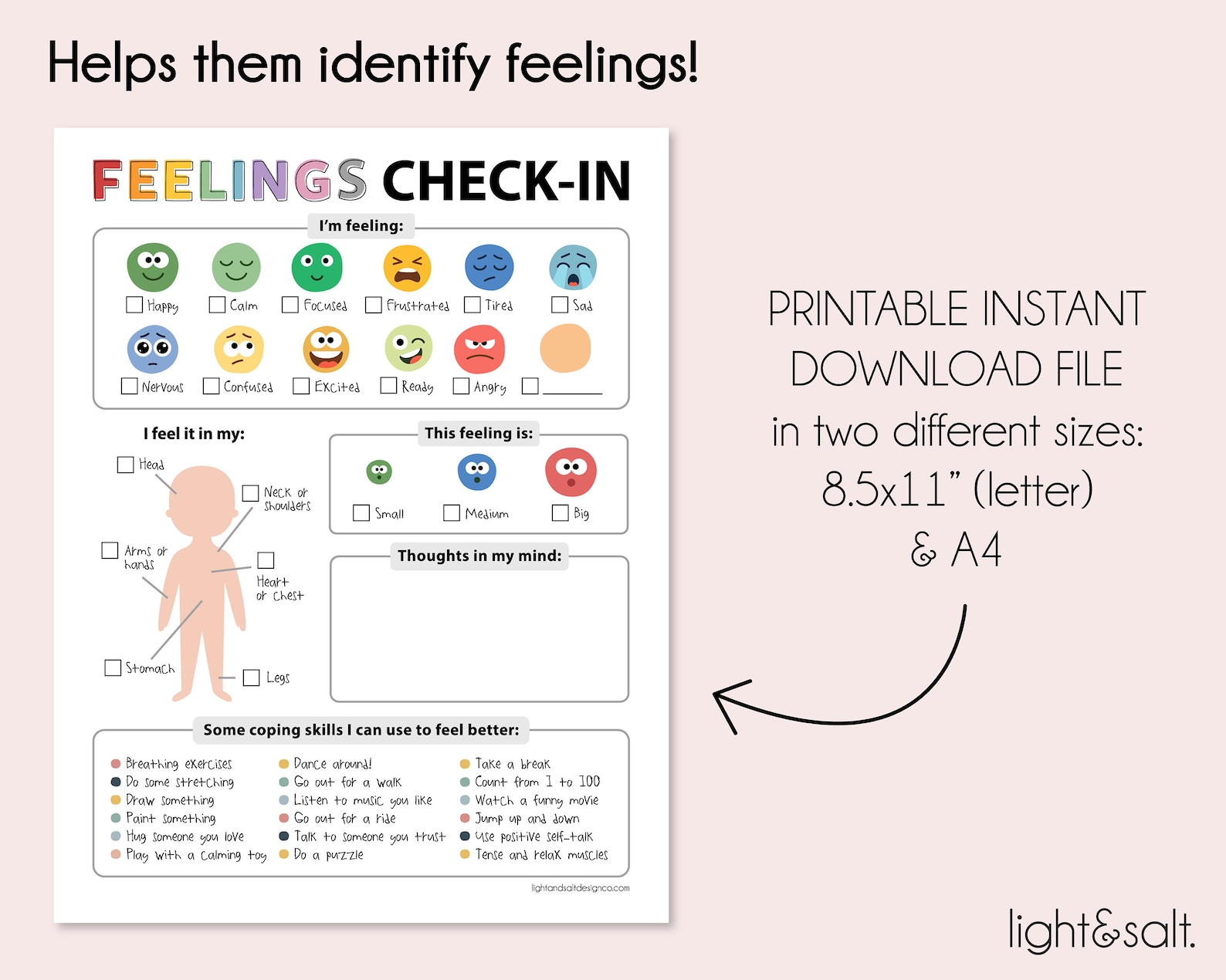 Feelings Check-in Worksheet, Feelings Thermometer, Calm Corner, Social ...