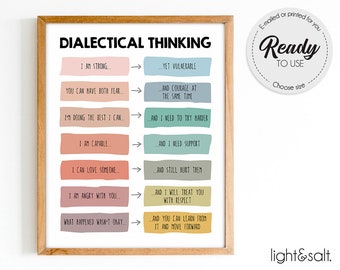 Dialectical thinking, Dialectics poster, DBT therapy, Coping Skills, BPD, Growth mindset poster, therapy office decor, CBT poster, anxiety