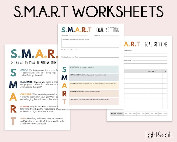SMART goals template, SMART goals worksheet, smart goal tracker, Goal setting printable, smart goal poster, social psychology, dbt therapy
