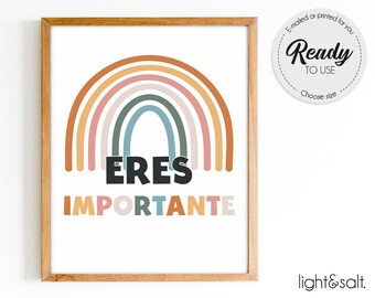 You matter, spanish poster, eres importante, Mental health poster, Growth mindset poster, This is a safe space, Classroom Decor, Playroom