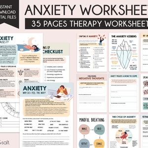 Therapy worksheets bundle, anxiety worksheets, inner critic, boundaries, trauma therapy, ACT acceptance and commitment therapy, Teen therapy image 4