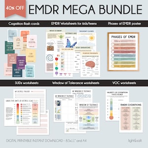 EMDR Bundle for therapists, EMDR Therapy, Counseling, Trauma therapy, therapy worksheets, Therapy Tools, EMDR handout, window of tolerance