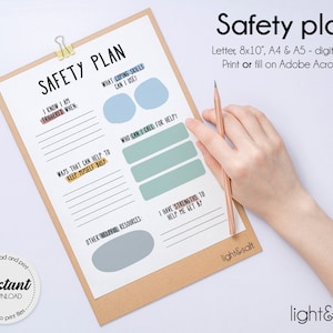 Crisis safety plan, Safety Crisis Plan Worksheet, Therapy Worksheet, coping skills, DBT skill, Anxiety relief, therapy office decor, CBT