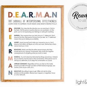 DEAR MAN DBT poster, Mental Health poster, Therapy poster, therapist office decor, Borderline personality disorder, therapy office decor