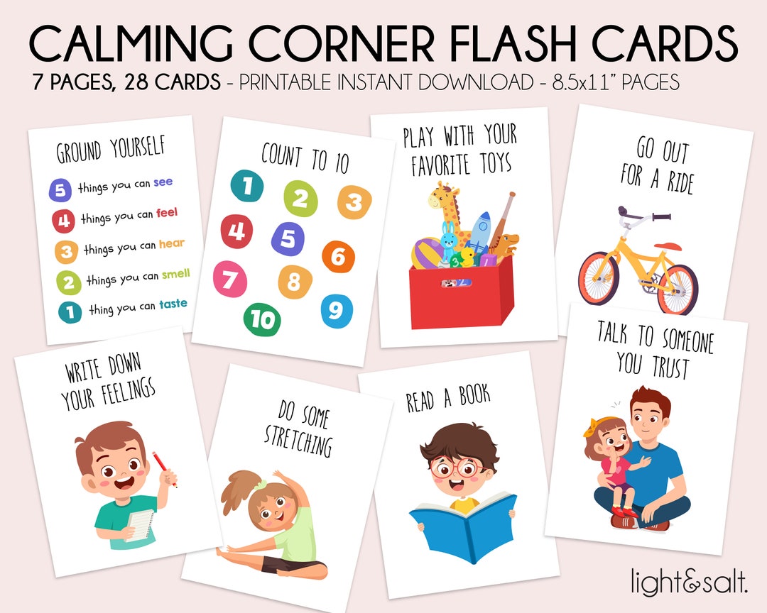 Kids Calm Down Coping Skills Cards, Grounding Technique, School ...