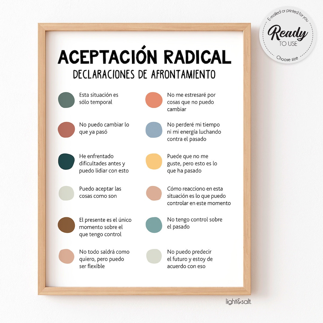 Spanish Radical Acceptance Poster, DBT Poster, Affirmations, Cognitive ...