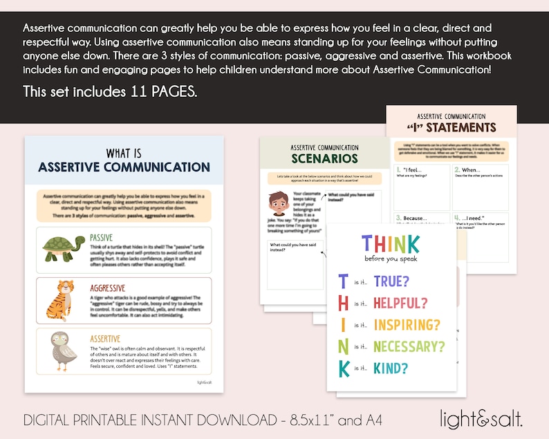 Assertive Communication Worksheets, for Kids, Communication Styles ...