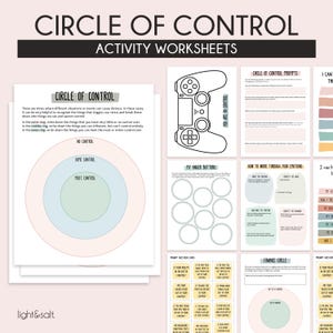 Circle of control, therapy worksheets, things I can control, worry book, worry worksheets, therapy resources, anxiety relief, mental health