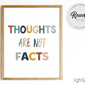 Gedanken sind keine Tatsachen Poster, Typografie Druck, Counselor Büro Dekor, Therapie Büro Dekor, Mental Gesundheit Poster, Beratung, CBT