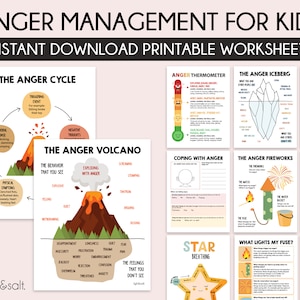 Anger Management book, kids feelings, self regulation, grounding kit, Anger thermometer, DBT, Zones of regulation, Feelings Thermometer, SEL