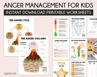 Anger Management book, kids feelings, self regulation, grounding kit, Anger thermometer, DBT, Zones of regulation, Feelings Thermometer, SEL