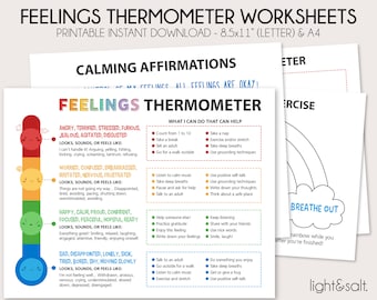 Feelings Thermometer With Coping Skills worksheets, Zones of regulation, Behavior Management Therapy, Feelings poster, Calm down corner, CBT