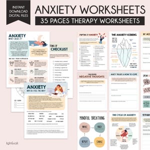 Anxiety bundle, Anxiety worksheets, Anxiety journal, therapy worksheets, DBT workbook, social psychology, CBT worksheets, therapy tools, DBT