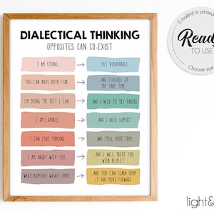 Dialectical thinking, Dialectics poster, DBT therapy, Coping Skills, BPD, Growth mindset poster, therapy office decor, CBT poster, anxiety
