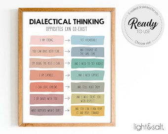Dialectical thinking, Dialectics poster, DBT therapy, Coping Skills, BPD, Growth mindset poster, therapy office decor, CBT poster, anxiety